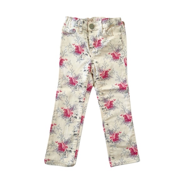 Baby GAP 1969 Romantic Floral Super Skinny Jeans - Cream & Pink | Girls 3T - Picture 2 of 9